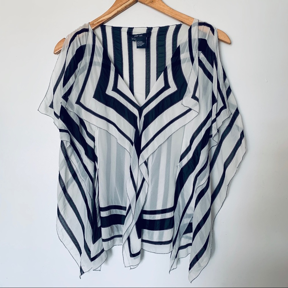 Per Se black & white 100% silk top size XS